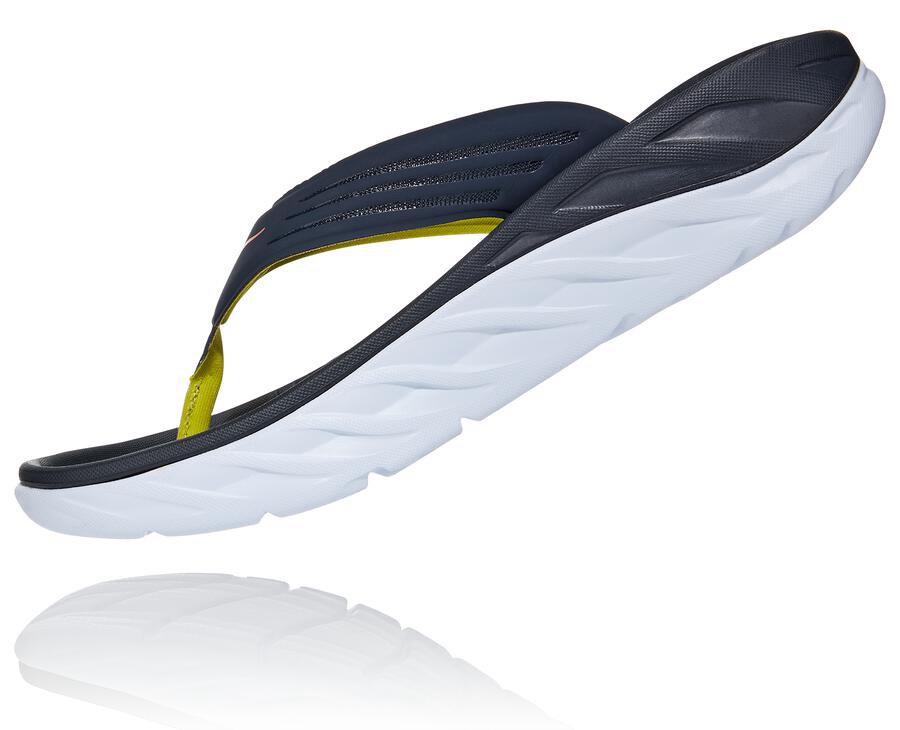 Hoka One One Sandals Mens Navy/White - ORA Recovery Flip - 20763FGQC